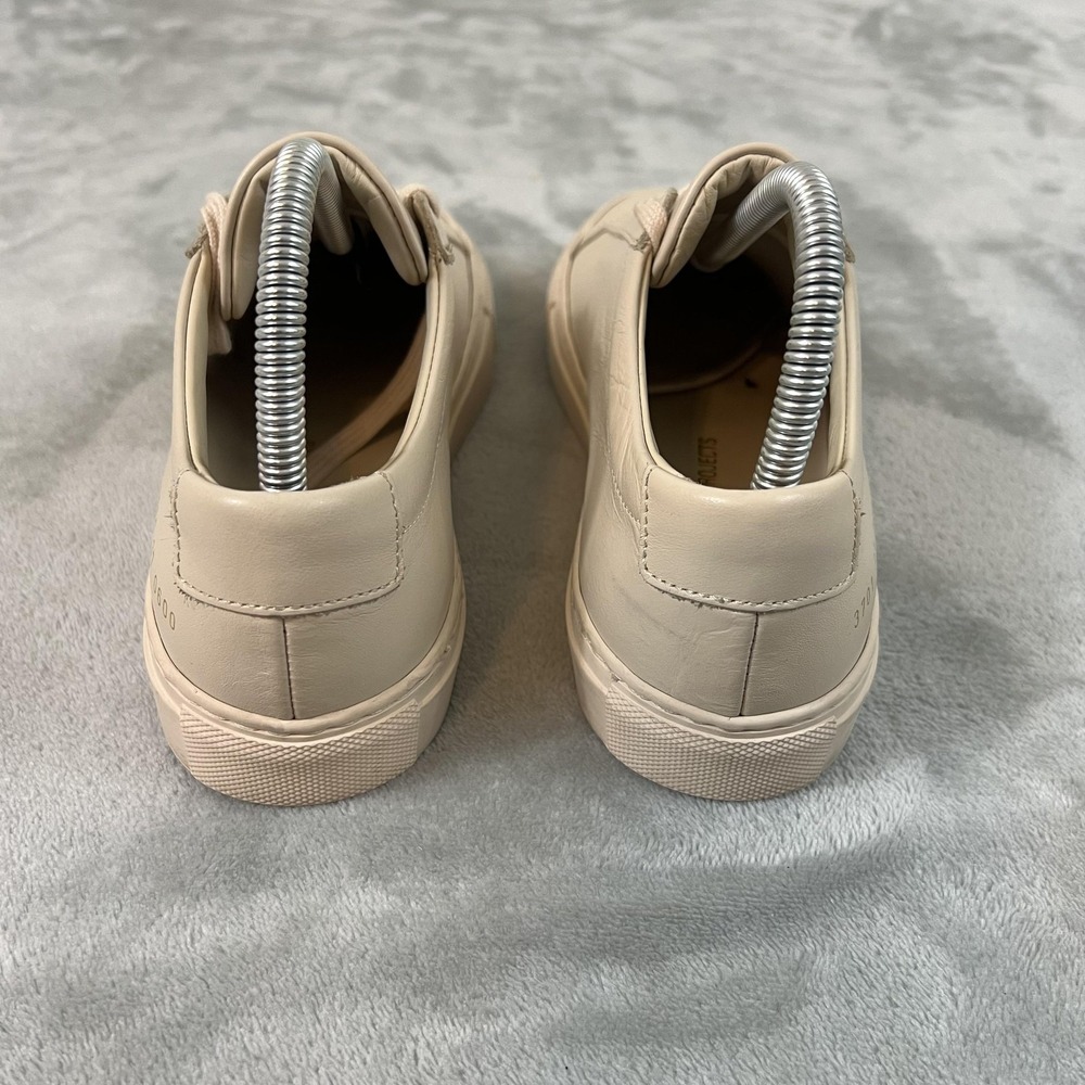 Common Projects Achilles Low Shoes Womens Size 7 Beige Leather Sneakers Italy - Picture 4 of 16